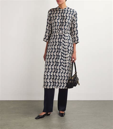 Womens Max Mara Blue Silk Printed Midi Dress Harrods Uk