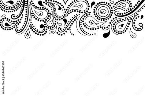 Abstract Paisley Pattern Top Border Vector Illustration Stock Vector