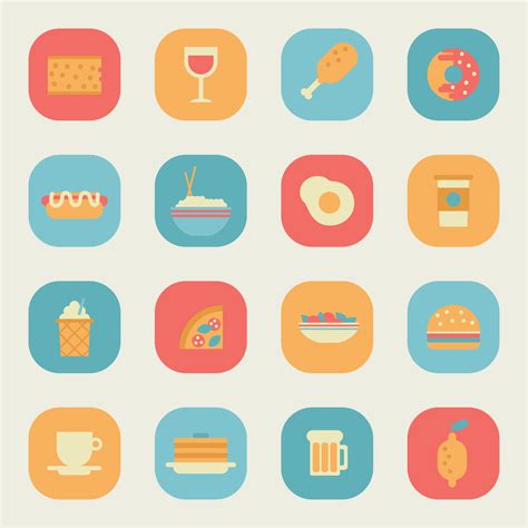 Colorful Food App Icons 184594 Vector Art at Vecteezy