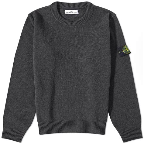 Stone Island Reverse Seam Lambswool Crew Knit Charcoal END GB