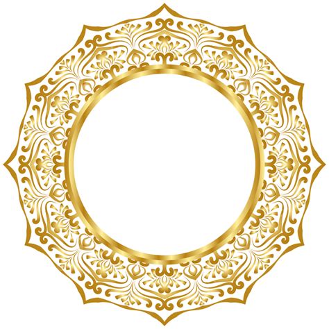 Luxury Mandala Golden Circle Frame Transparent With Vintage Gold