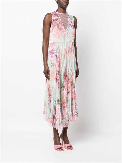 Twinset Floral Pleated Midi Dress Pink Farfetch