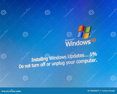 Microsoft Windows Xp Operating System Update Installing Updates One Percent Progress Do Not