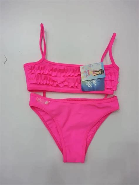 975 PETENONE TALLES 2 AL 10 BIKINI CON TOP Y VOLADOS PARA NIÑAS