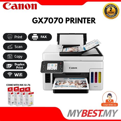 Canon Maxify Gx6070 Gx7070 A4 Easy Refillable Ink Tank Printer All In One Auto Duplex Print