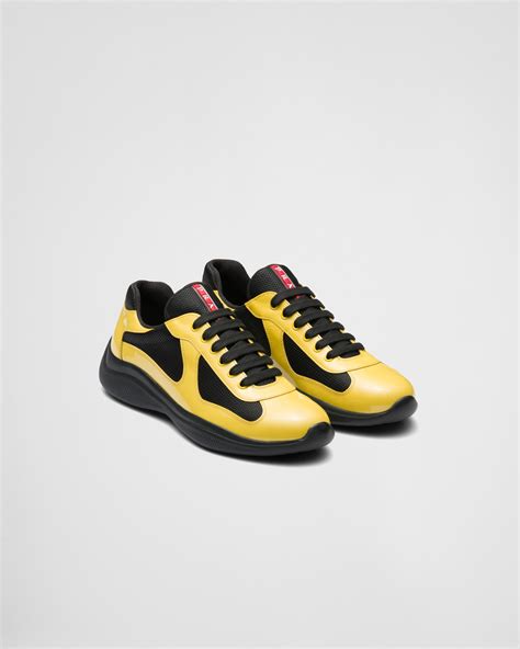 Sunny Yellow Black Patent Leather And Technical Fabric Prada America S