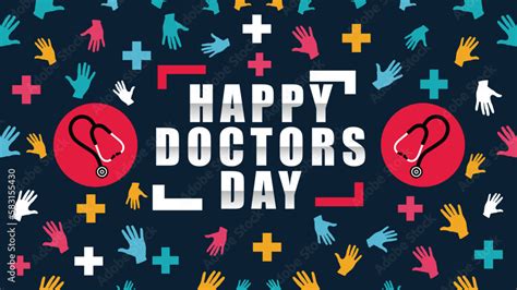 Happy Doctors Day Vector Banner Design Background With Stethoscope Icon