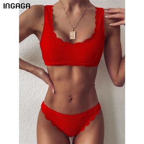 Maillot De Bain Ingaga Bikini Festonn Pour Femmes Maillot De Bain