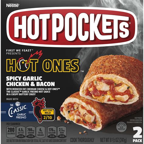 Hot Pockets Frozen Snacks Chicken Bacon Ranch Frozen Pocket Sandwiches 2 Count Walmart