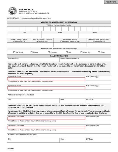Free Indiana Vehicle Power of Attorney (Form 01940) - PDF – eForms