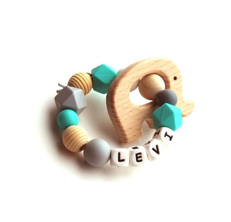 Personalized Teething Ring Bird Customized Name Girl Baby Etsy