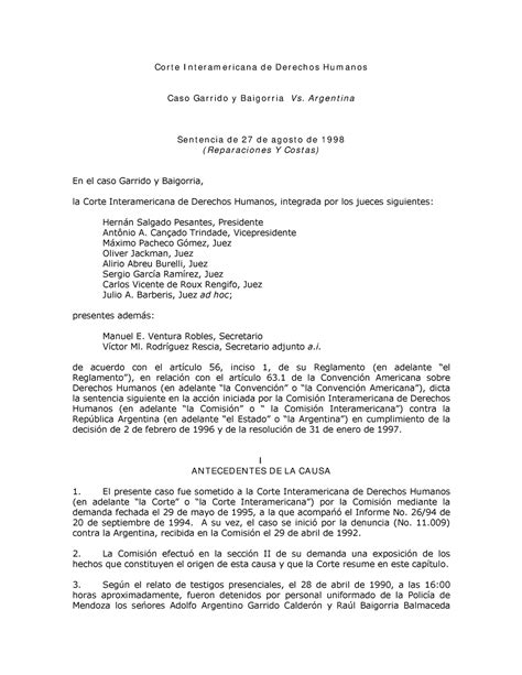 Garrido Y Baigorria Fallo Corte Interamericana De Derechos Humanos