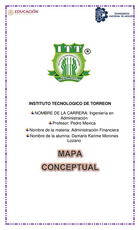 Mapa Conceptual INSTITUTO TECNOLOGICO DE TORREON NOMBRE DE LA CARRERA