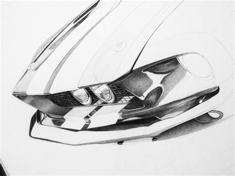 1967 Ford Shelby Mustang GT500 | Realistic Drawing :: Behance