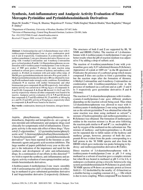 SOLUTION Synthesis Anti Inflammatory And Analgesic Activity Evaluation