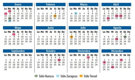 Calendario Laboral En Arag N Los Festivos En Zaragoza Huesca Y