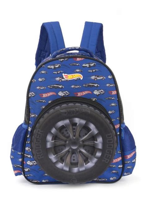 Mochila Escolar Costas Hot Wheels Pneu Azul Infantil Shop Macrozao
