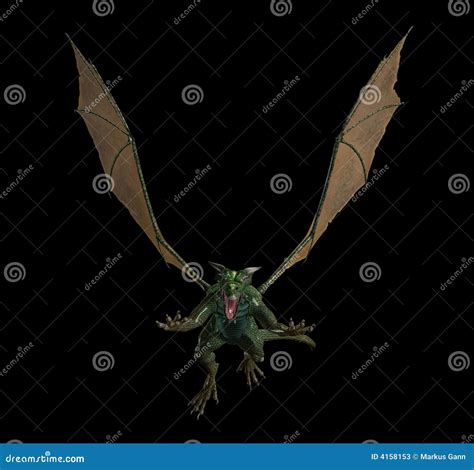 Evil Green Flying Dragon Stock Photos - Image: 4158153