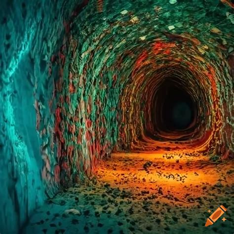 Image Of A Creepy Tunnel With Glowing Mushrooms On Craiyon