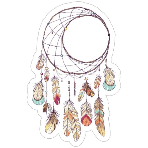 Crescent Moon Dreamcatcher With Feathers Boho Sticker