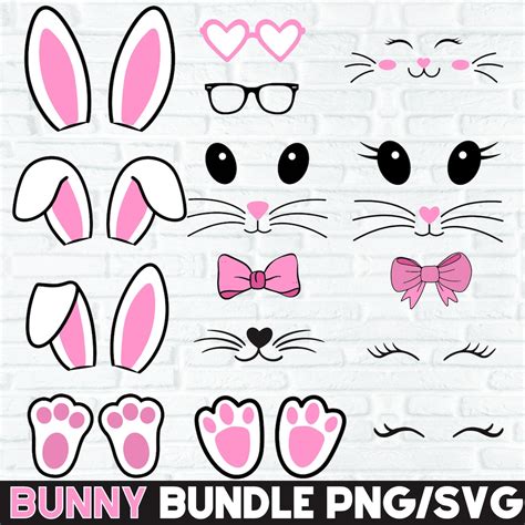 buy  bunny face svg png bundle easter svg bunny face set easter