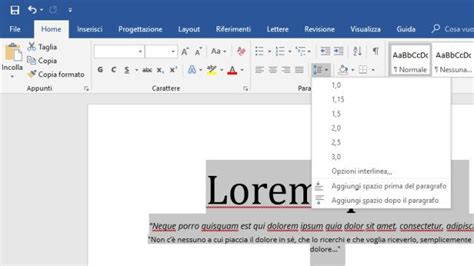 Guida Word Casella Di Testo Interlinea Spaziatura Tra Paragrafi E