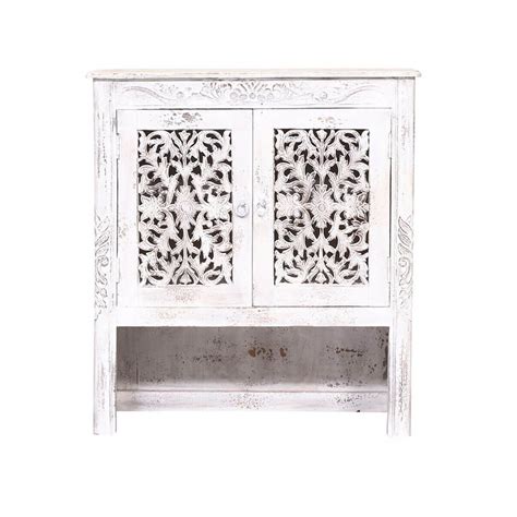 SILANG Hand Carved Solid Wood Storage Cabinet With Doors - Overstock ...