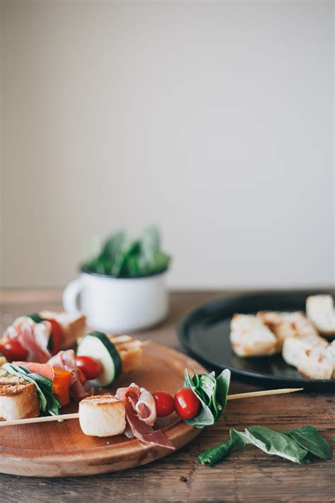 ciabatta panzanella kabobs with honey goat cheese dressing — molly yeh