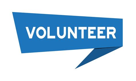 Blue Paper Speech Banner With Word Volunteer On White Background