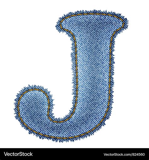 Jeans Alphabet Denim Letter J Royalty Free Vector Image