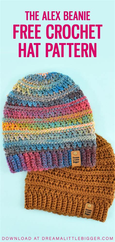 Alex Beanie Free Crochet Hat Pattern Crochet Hats Free Pattern Easy