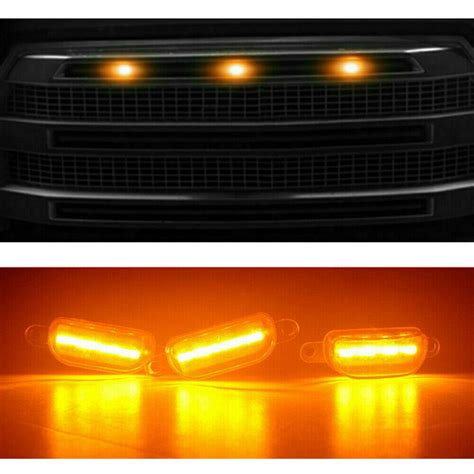 3x Raptor Style Amber LED Front Grille Running Lights For Ford F150