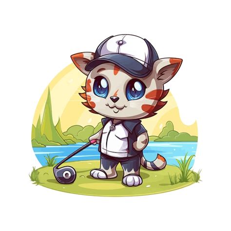 Cute Golf Cat Vector Illustration Premium Ai Generated Vector