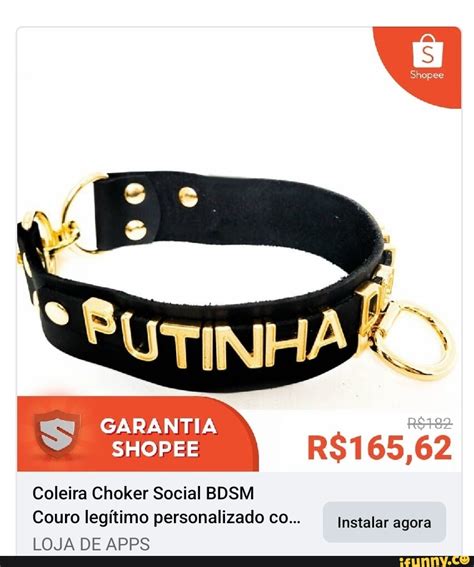 I GARANTIA SHOPEE Coleira Choker Social BDSM Couro legítimo