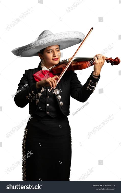 Female Mexican Mariachi Woman Smiling Using Stock Photo 2266659513