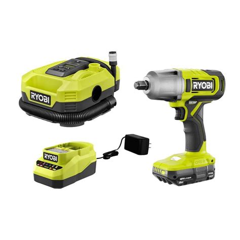 RYOBI ONE+ 18V Cordless 2-Tool Combo Kit with 1/2 in. Impact Wrench ...