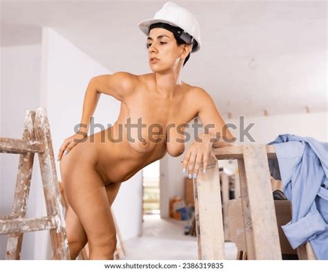 Fully Naked Girl Protective Helmet Posing Stock Photo 2386319835 Shutterstock
