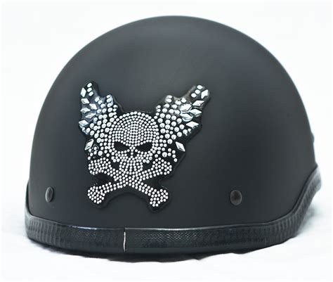 Rhinestone Helmet Patch Winged Skull Warhawk Customs