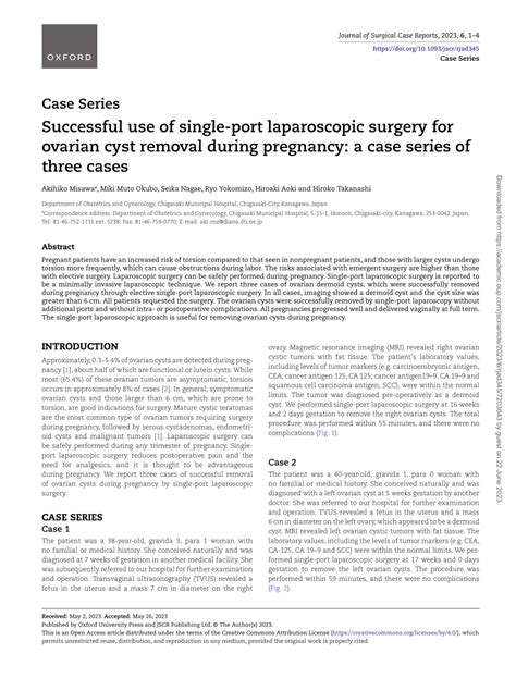 PDF Successful Use Of Single Port Laparoscopic Surgery For Ovarian