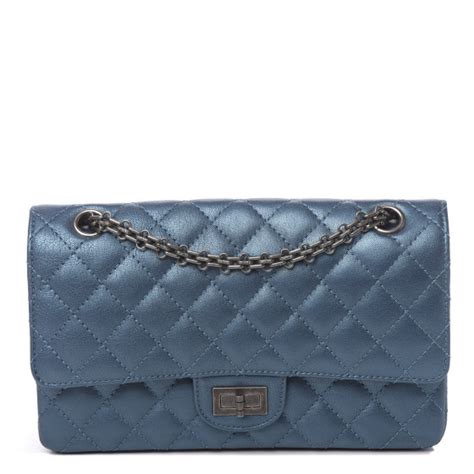 Chanel Metallic Sheepskin Quilted Reissue Flap Blue