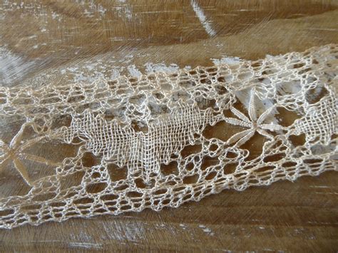 Vintage Beige Cotton Cluny Insertion Lace Trim 5 Cms Wide 3 Metres