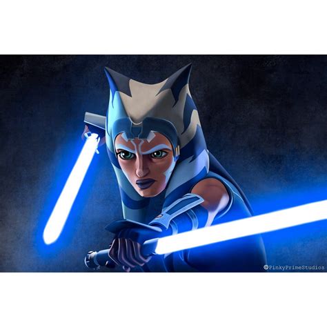 Star Wars The Clone Wars Ahsoka Tano Blue Lightsabers Giclee Print Etsy Clone Wars Ahsoka