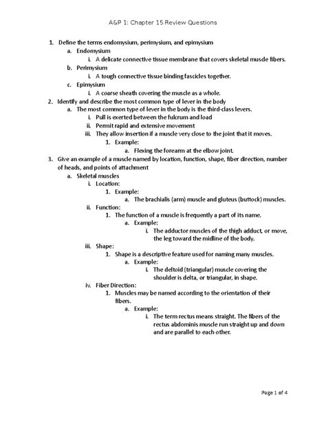 A&P 1 - Chapter 15 Muscle Anatomy Review Questions - Studocu
