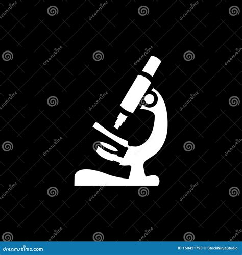 Microscope Icon On Black Background Black Flat Style Vector