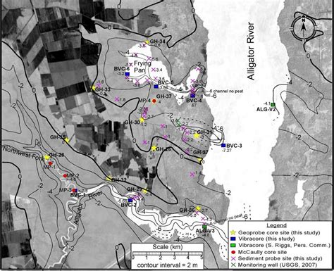 Structure contour map of the southern Alligator River area showing the ...