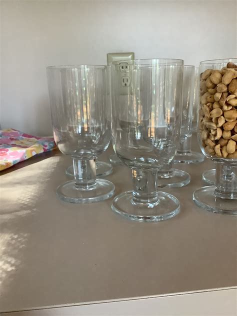 mcm  crystal stemware set   crystal bar glasses thick stemmed