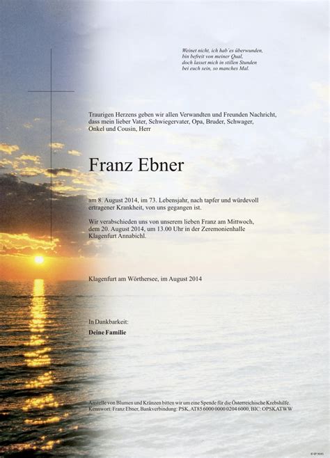 Parte für Franz Ebner pax requiem