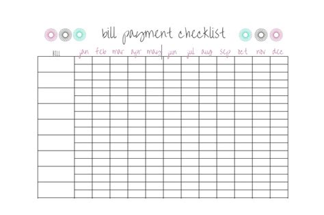 Printable Monthly Bill Paying Worksheet