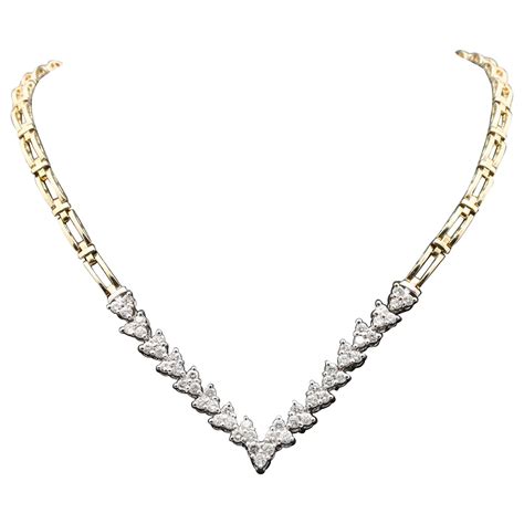 Modern Round Diamonds Gold Necklace, 18K Yellow Gold Diamond Necklace