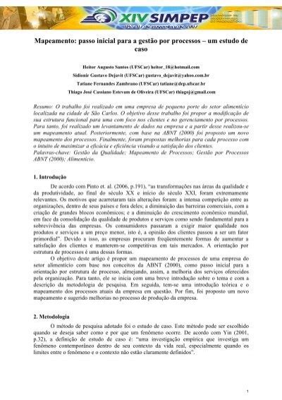 Passo Inicial Para A Gest O Por Processos Um Estudo De Caso